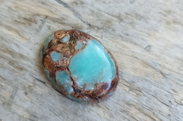 Cabochon aqua terra jasper si bronzit, 40x30x7.5 mm