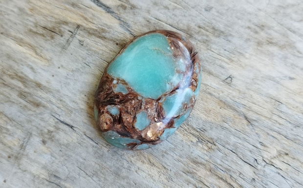 Cabochon aqua terra jasper si bronzit, 40x30x7.5 mm