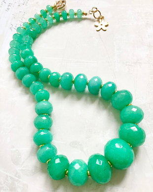 Colier jad verde & hematite aurii