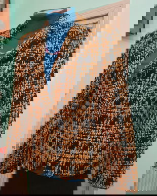 Sacou stofa structurata galben negru