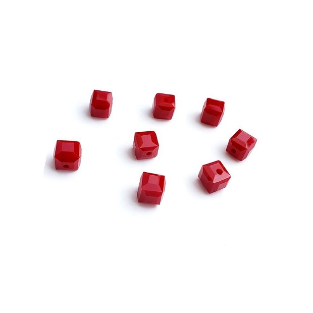 Margele rosii, cuburi 2mm, imitatie jad (15cm)  MG.0236
