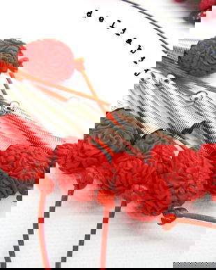 Colier handmade statement unicat - cinabru - imitatie (cod889)