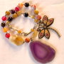 COLIER ~PURPLE DREAMS~ agate,citrin,accesorii bronz