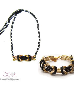 Set elegant, colier si bratara, din margele de nisip