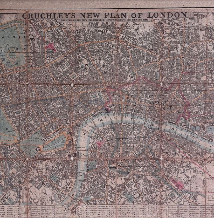 Poster mare cu harta Londrei in anul 1836