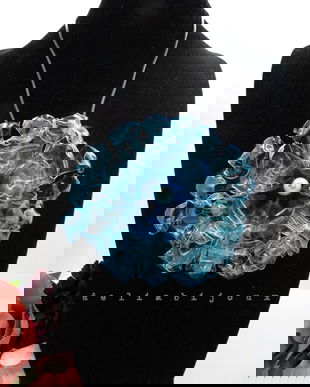 Colier statement handmade unicat - PET-uri (plastic) reciclate - floare (cod922)