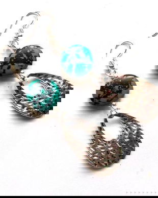 cercei howlite negru cu turcoaz 44683