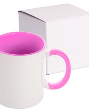 Cana personalizata cu maner si interior roz
