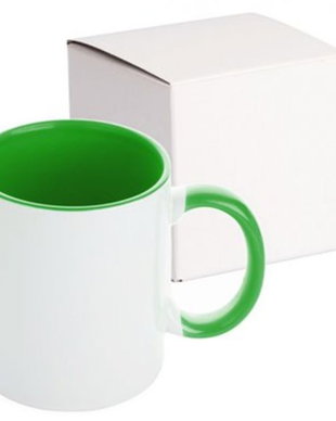 Cana personalizata cu maner si interior verde