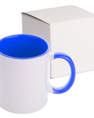 Cana personalizata cu maner si interior albastru