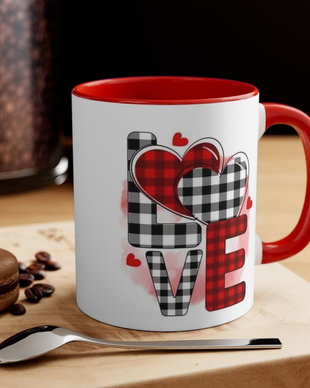 Cana personalizata cu maner si interior rosu