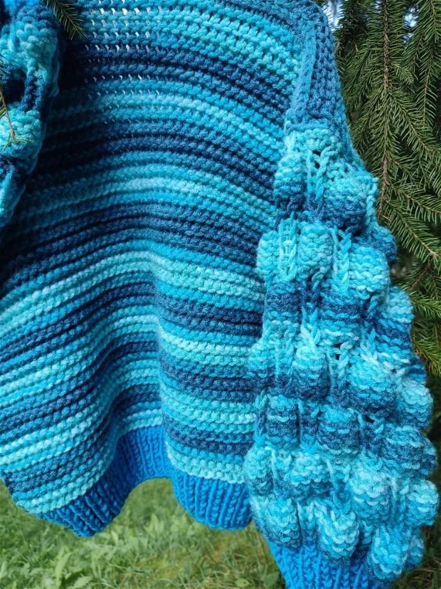 Cardigan tricotat turcoaz