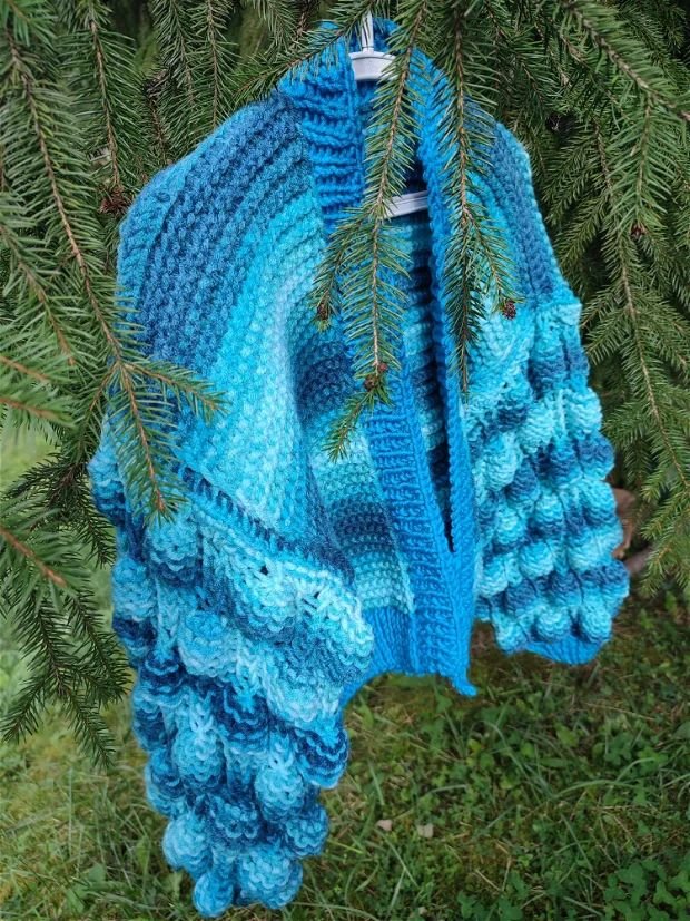 Cardigan tricotat turcoaz