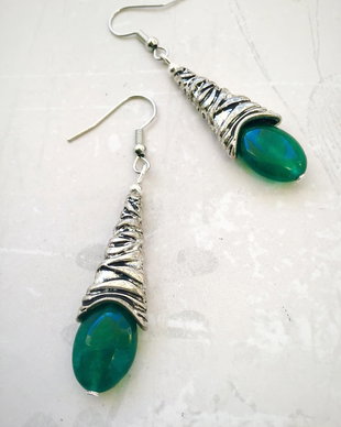 Cercei Boho Jad verde