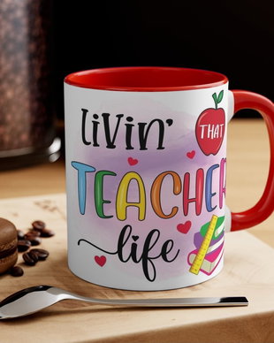 Cana personalizata cu maner si interior rosu