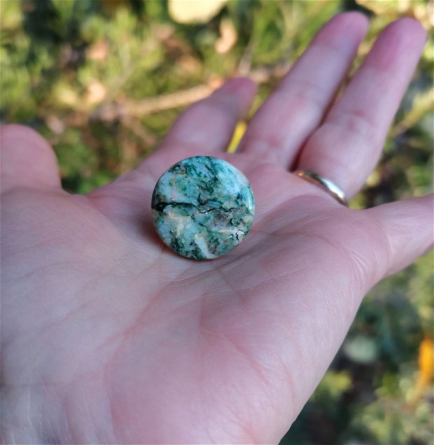 Inel Mariposit si Argint 925 - IN1294 - Inel verde reglabil, inel rotund, inel pietre semipretioase, inel cadou, bijuterii cadou, cristaloterapie, cristale de colectie