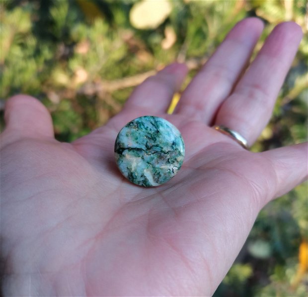 Inel Mariposit si Argint 925 - IN1294 - Inel verde reglabil, inel rotund, inel pietre semipretioase, inel cadou, bijuterii cadou, cristaloterapie, cristale de colectie