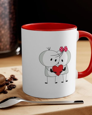 Cana personalizata cu maner si interior rosu