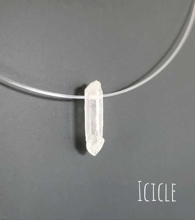 Colier/Choker transparent din argint 92.5 și Cristal de stancă/Cuarț natural