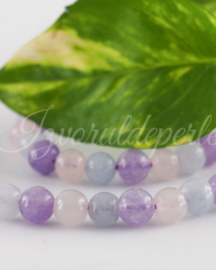 Mix ametist, cuart roz si acvamarin 6/8mm (1sir)