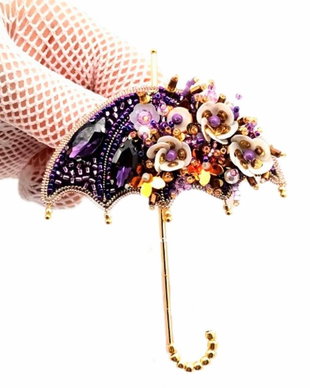 Rezervat Broșă Umbrela - Purple Umbrella Flowers