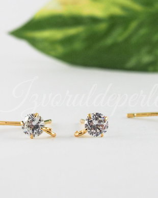 Baza cercei, argint 925 si cubic zirconia, 6mm (1per)