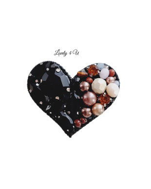 Broșa - inimioara , Broșa handmade inima cu perle, Pe verso, mesajele Sparkle every day , Love yourself , Shine on