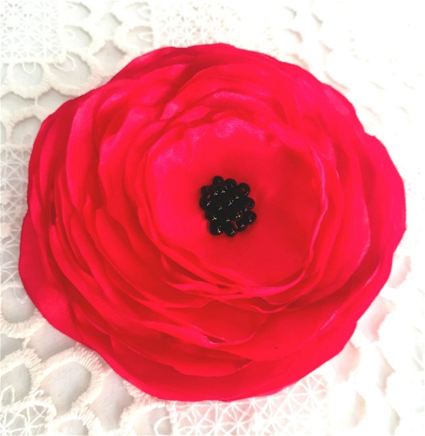 brosa floare  mac rosu , 12 cm