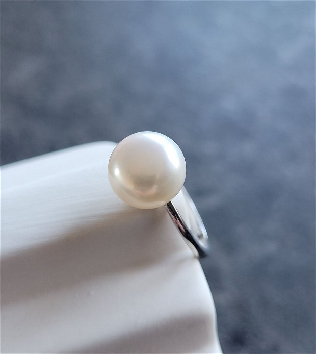 Inel reglabil din argint 92.5 cu Perlă naturală