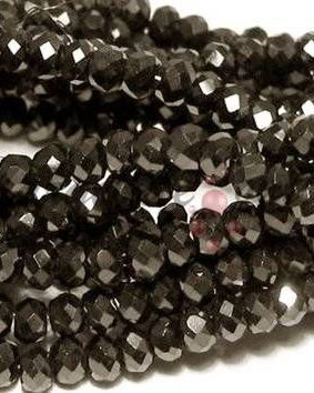 Cristale din sticla, rondelle, 4x3 mm, metalizate, negre