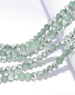 Cristale din sticla, rondelle, 4x3 mm, verde deschis