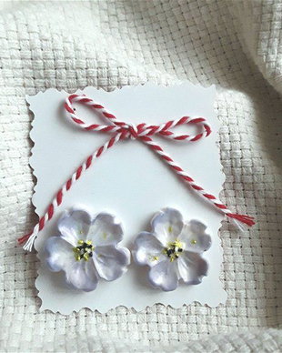 Cercei cu flori mov pastel/ martisor practic