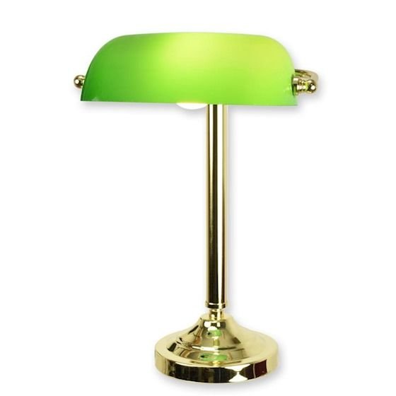Lampa Banker din alama cu abajur verde
