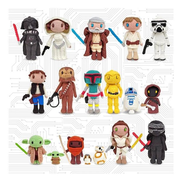 Jucarie crosetata Obi-Wan, Darth Vader, Papusa crosetata Han Solo, Papusa Star Wars, Papusa Rey, Jucarie Leia, Star Wars, Baby Yoda de plus