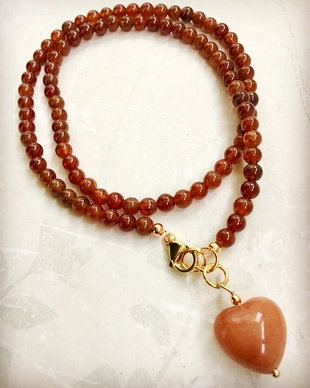 Colier Hesonit CHOKER & inima Aventurin roșu