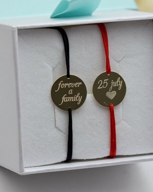 Set bratari personalizate / Banut 1,3 cm / Forever a family / Familie / Aur 14k