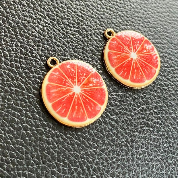 Pandativ felii grapefruit enamel 26x23x2mm - 1 bucata
