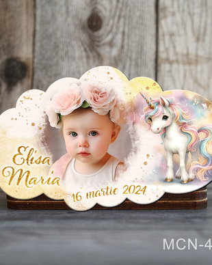 Marturii botez fetita - Magneti botez personalizati - Unicorn
