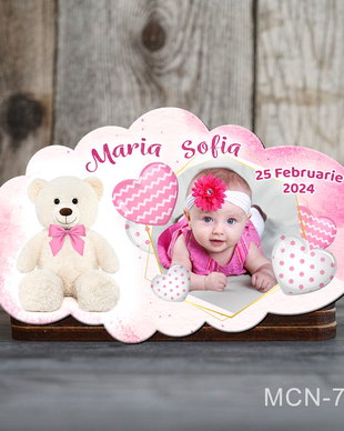 Marturii botez ursulet - Magneti botez foto personalizati