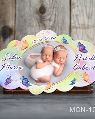 Marturii botez gemeni - Marturii magnetice foto - Tematica botez fluturi