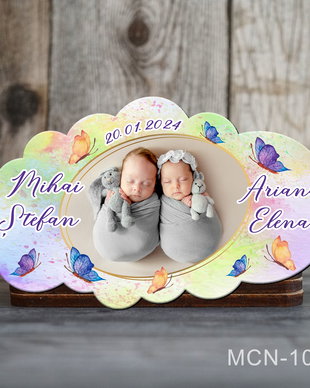 Marturii botez gemeni - Marturii botez personalizate - Fluturi