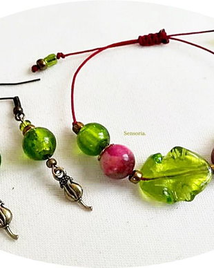 set cristalin Murano verde rosu