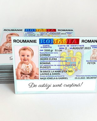 Marturii botez cu poza fetita - Magneti botez buletin