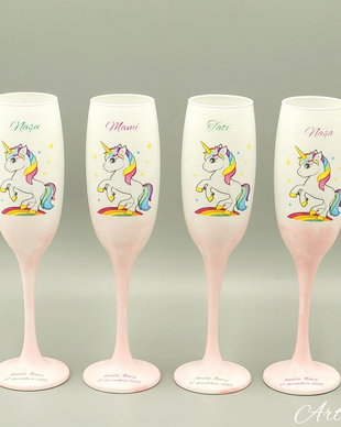 Pahare personalizate pentru botez cu tematica Unicorn