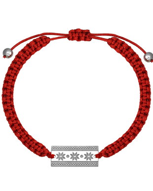 Bratara impletita manual, tablita argint 925 cu motiv traditional romanesc Colul Morii