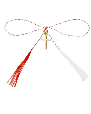Pandativ martisor cruciulita foarte mica din argint 925 placat cu aur de 18K, ambalaj cadou