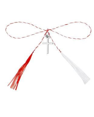 Pandativ martisor cruciulita foarte mica din argint 925 placat cu platina, ambalaj cadou