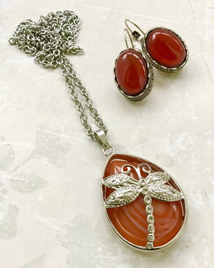 Set vintage agate carneol