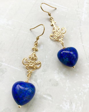 Cercei inima lapis lazuli & alama aurita
