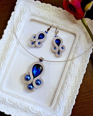 Set soutache albastru cu gri